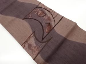 手織り紬汕頭相良刺繍瓢箪に干し柿模様名古屋帯